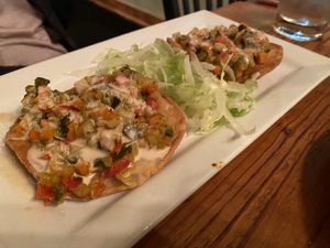 Vegan tostadas at Dos Perros in Durham