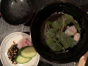 Close-up of the soup  at Kanga-An in Kyoto