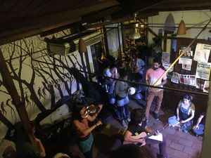 Gorgeous open mic space with great vegan tapas and cheap beer at El Rastrel Etic Cafe in Salamanca