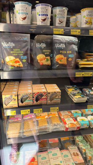 Vegan cheezes, hummus etc at BIOKOR in Solsona