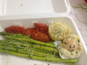 Yay, Prem do delivery!! Poached egg, mashed potato, asparagus and tomato at Prem Bistro and Cafe in Ho Chi Minh City