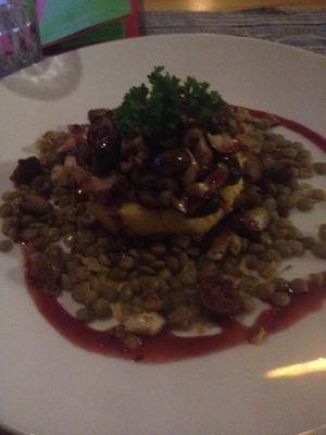 Polenta with fig, hazelnut and lentils...delicious! at Prem Bistro and Cafe in Ho Chi Minh City