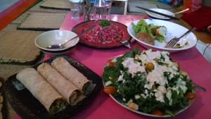 chickpea burger, beet it fried rice, masala wraps, wasabi kale salad at Prem Bistro and Cafe in Ho Chi Minh City