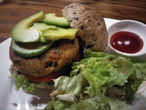 Chickpea burger at Prem Bistro and Cafe in Ho Chi Minh City