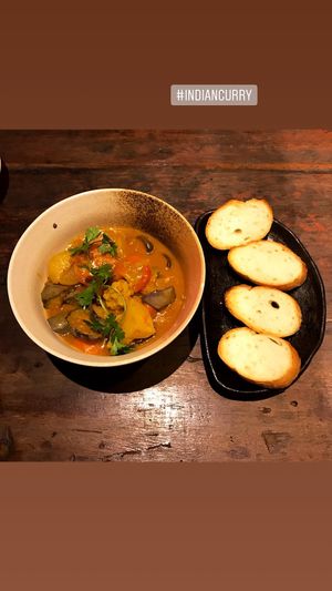 Vietnamese vegan curry with banh mi  at Prem Bistro and Cafe in Ho Chi Minh City