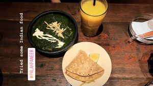 Palak Paneer with Chapaties and Mango Smoothies  at Prem Bistro and Cafe in Ho Chi Minh City