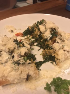 INSIDE of the potato and kale enchiladas
 at Prem Bistro and Cafe in Ho Chi Minh City