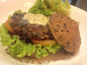 delicious portobello mushroom burger  at Prem Bistro and Cafe in Ho Chi Minh City