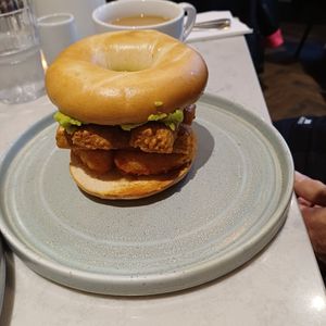 Breakfast bagel at Joni at The Botanical Gardens in Sheffield