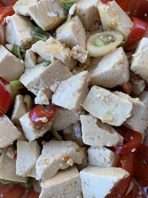 Sweet and Spicy Tofu from the cold deli section!  at Monadnock Food Co-op in Keene