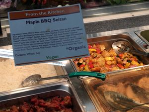 Clearly marked vegan options at Monadnock Food Co-op in Keene