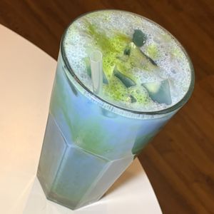 Blue Matcha: Matcha, Blue Spirulina, Choice of Plant-Milk (Banana), Choice of Sweetener (Maple Syrup) at Matchacita in Kalamazoo
