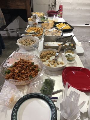 Mac ‘n Cheeze Potluck! So delicious. at BloomingVEG in Bloomington