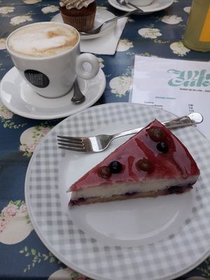 Cheesecake and coffee at What The Cake in Strasbourg