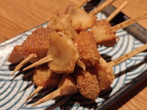 Monkey head mushroom skewers at Qing Chun by Perma - 慶春樸門 in Hangzhou