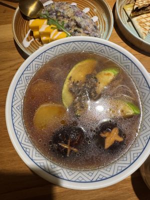 Mushroom soup  at Qing Chun by Perma - 慶春樸門 in Hangzhou