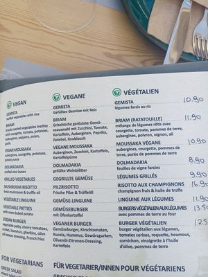 Vegane karte at Day Night Restaurant  in Crete