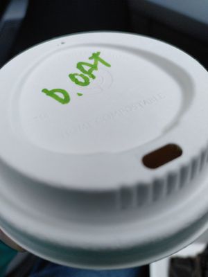 Decaf coffee with oat milk (May 2025) at Conti's Llanerchaeron Tea Room in Lampeter