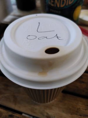 Oat latte (November 2025) at Conti's Llanerchaeron Tea Room in Lampeter