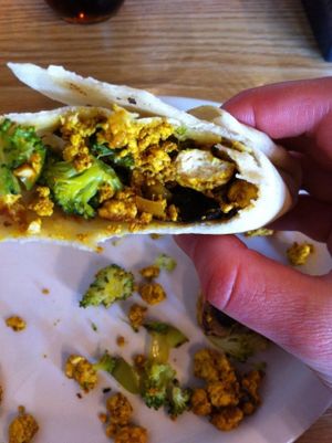 Veggie Breakfast Burrito without avocado at Golden Harvest Cafe in Arcata