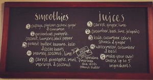 Juice and Smoothie Board at Buddha's Garden in San Juan Del Sur