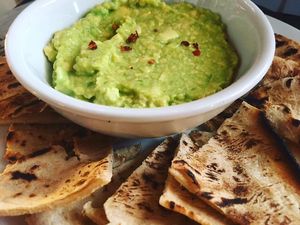 Made to order Guacamole with handmade corn Tortillas at Buddha's Garden in San Juan Del Sur