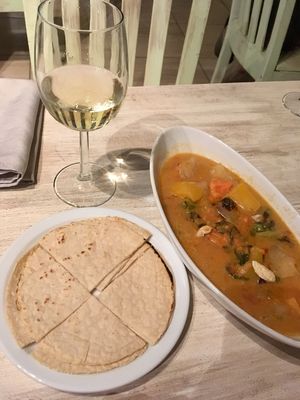 Nicaraguan stew with yuca and coconut milk: simply delicious  at Buddha's Garden in San Juan Del Sur