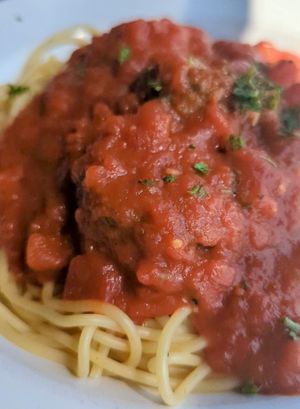 Impossible meatball at The Old Spaghetti Factory in Banff
