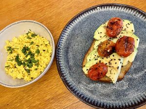 scrambled tofu and avocado toast  at Tula Café & Bistro in Rio De Janeiro