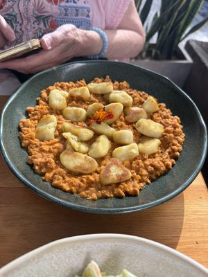 Sweet potato gnocchi with soy lentil bolognese   at Tula Café & Bistro in Rio De Janeiro