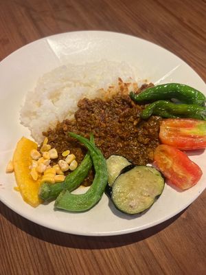 Vegan soy meat curry at Vege Table in Mishima