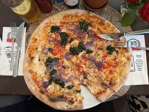 Vegan pizza 'Forza' .  at L'Osteria in Greifswald