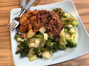 Red rice! at Eight Immortals Vegetarian 八仙素食园 - Admiralty Place in North Singapore