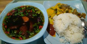 Herbal soup with rice set and added curry vegetables at Eight Immortals Vegetarian 八仙素食园 - Admiralty Place in North Singapore