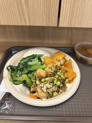 50 HKD - tofu, bok choy, pumpkin   at Come Enjoy Veggie - 同享素食 in Kowloon