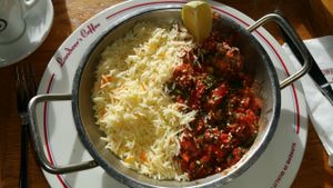Vegan lentil balls and rice at Cafe Landwer - Ibn Gavirol in Tel Aviv