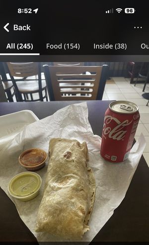 Bean burrito with guacamole   at Rancho Viejo in San Diego