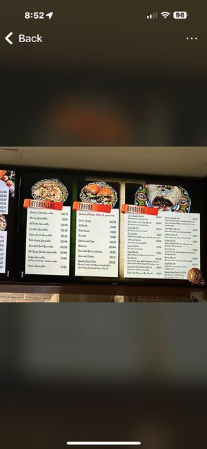 Menu   at Rancho Viejo in San Diego