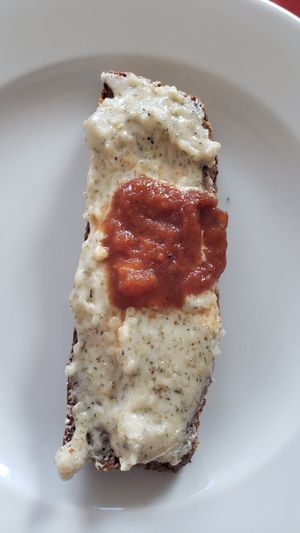 Bread with Cheese sauce at New Earth Health Cafe in Grover Beach