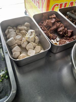 Vegan ingredients for noodle soups at Bánh mì chay Khai Tâm in Ho Chi Minh City