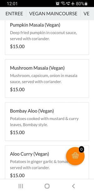 Vegan mains page 3 at Food O'Clock Cafe in Bendigo