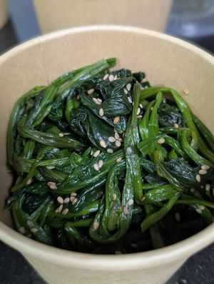 Banchan: spinach at Kimchi Nom Nom in Dubai