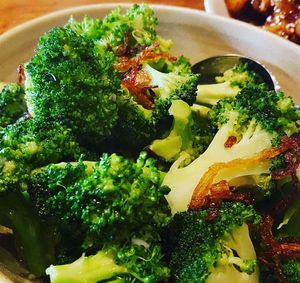 Broccoli and sauteed onion at Burma Superstar in San Francisco