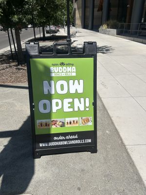 Signage for the new location   at Buddha Bowls and Rolls in Sacramento