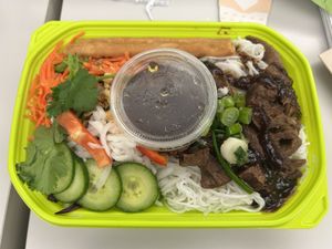 Noodle bowl with plant based bulgolgi   at Buddha Bowls and Rolls in Sacramento