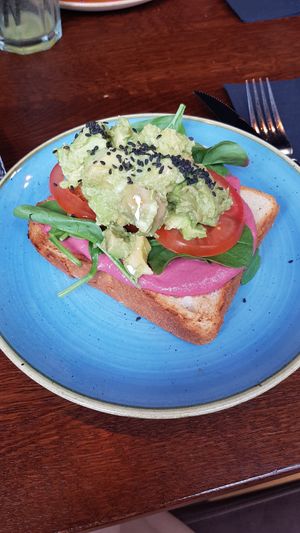 the was some mystery white sauce on my vegan toast...... at BASECOFFEE in Nuremberg