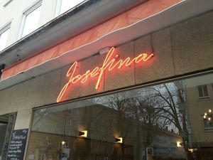 In front of the cozy café :) at Cafe Josefina in Munich