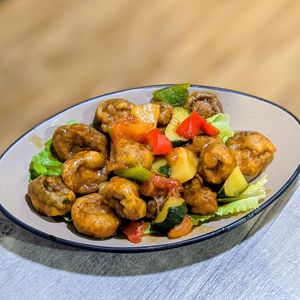 Vegan Sweet & Sour Mushroom Balls at Peace Vegetarian - Tai Seng in Central Singapore
