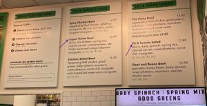 Wall menu: note, 1/3 of ready-made item are vegan at Dùndú in New York City