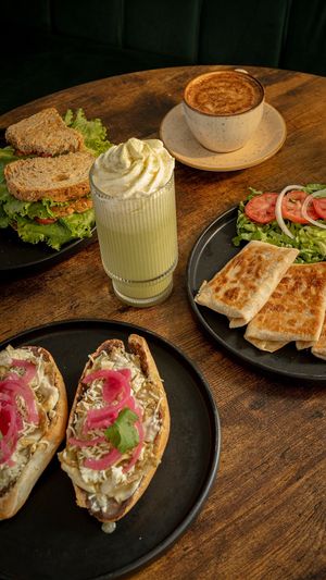 Club sandwich y matcha  at Alijuan Café in Mexico City